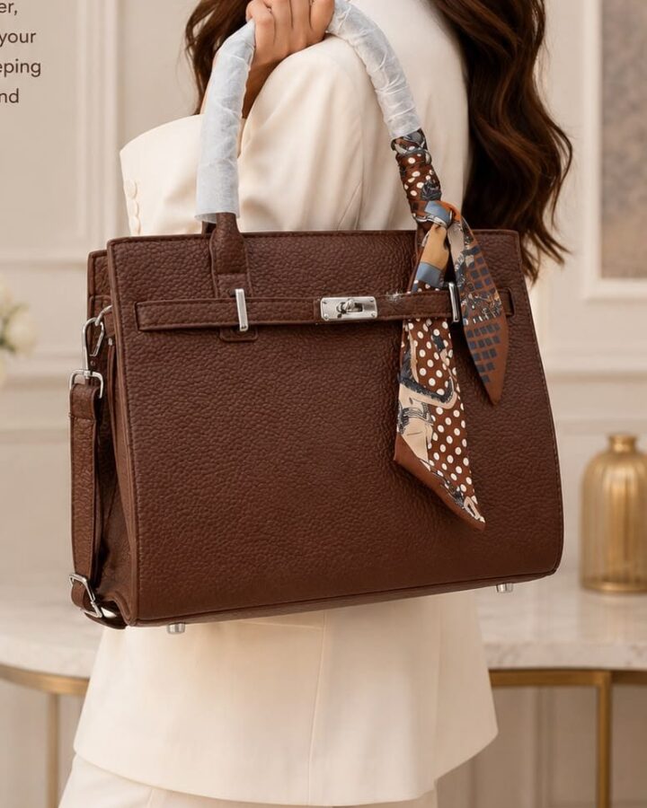 Brown Structured Scarf Tote Bag - ladies handbags in Nairobi