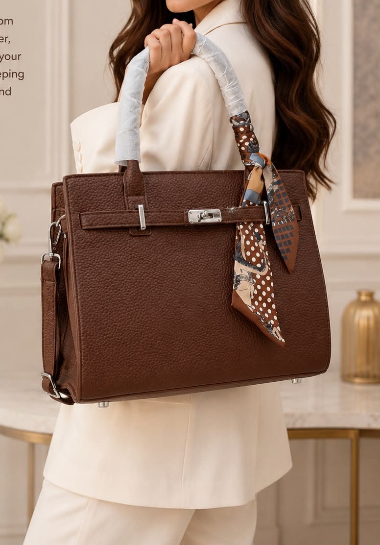 Brown Structured Scarf Tote Bag - ladies handbags in Nairobi
