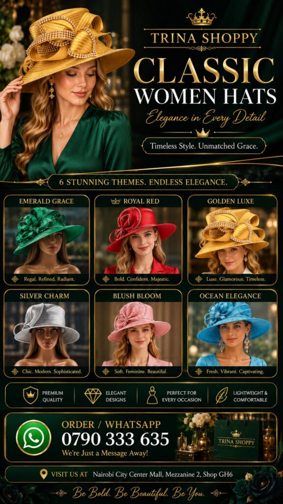 Classic women's occasion hats available from Trina Shoppy Nairobi