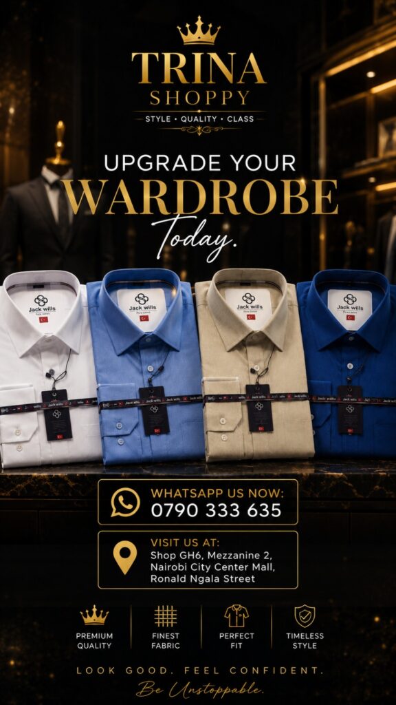 Premium men's shirts available from Trina Shoppy Nairobi