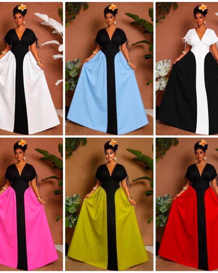 Colour Panel Modest Maxi Dress – Assorted Colours - fashion and occasion accessories in Nairobi
