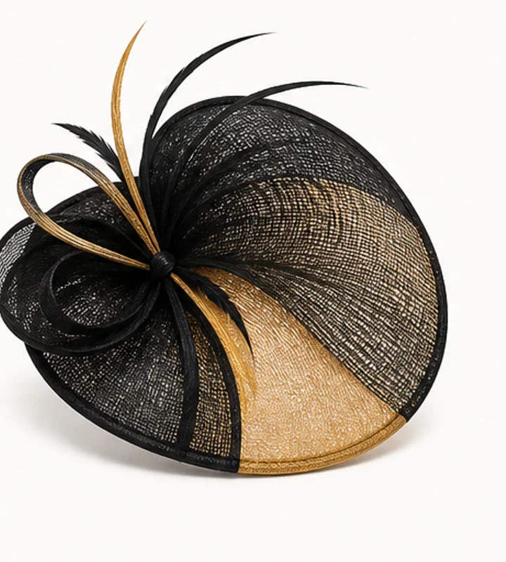 Black & Gold Statement Disc Fascinator - wedding and church fascinators in Nairobi