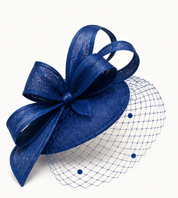 Royal Blue Bow & Veil Fascinator - wedding and church fascinators in Nairobi