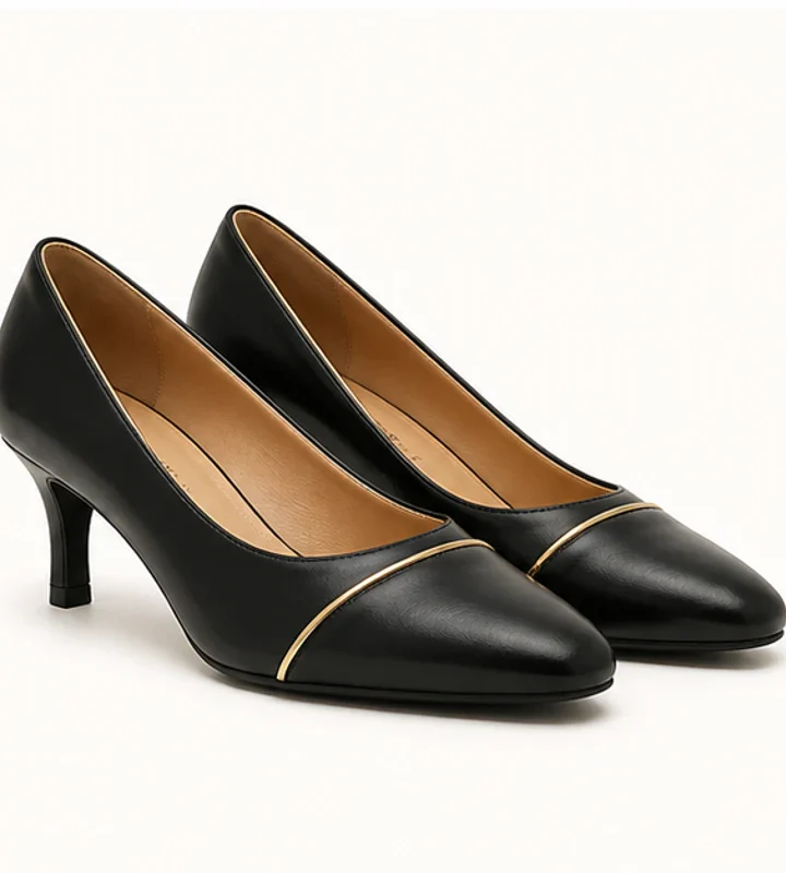 Black Gold-Trim Classic Pumps - formal and occasion shoes in Nairobi