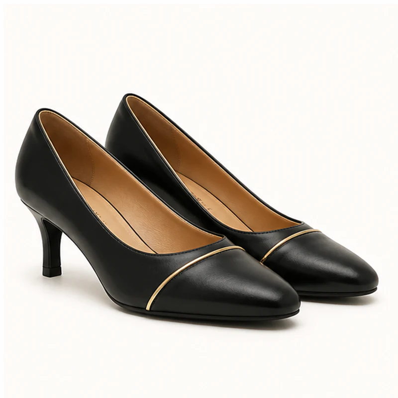 Black Gold-Trim Classic Pumps - formal and occasion shoes in Nairobi