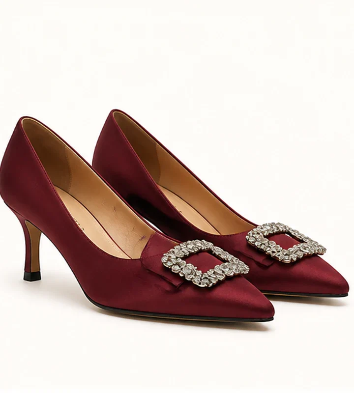 Burgundy Crystal-Buckle Occasion Pumps - formal and occasion shoes in Nairobi