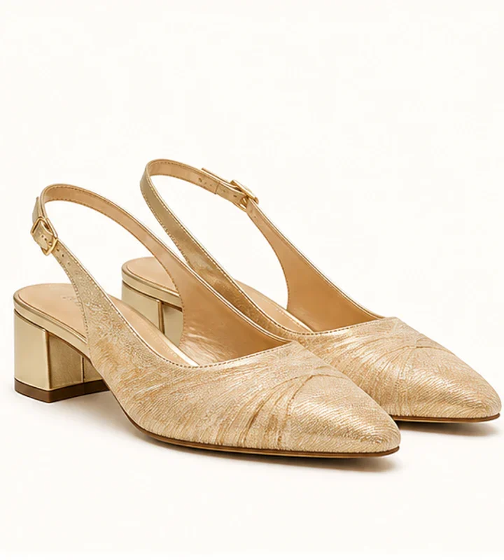 Champagne Gold Slingback Block Heels - formal and occasion shoes in Nairobi