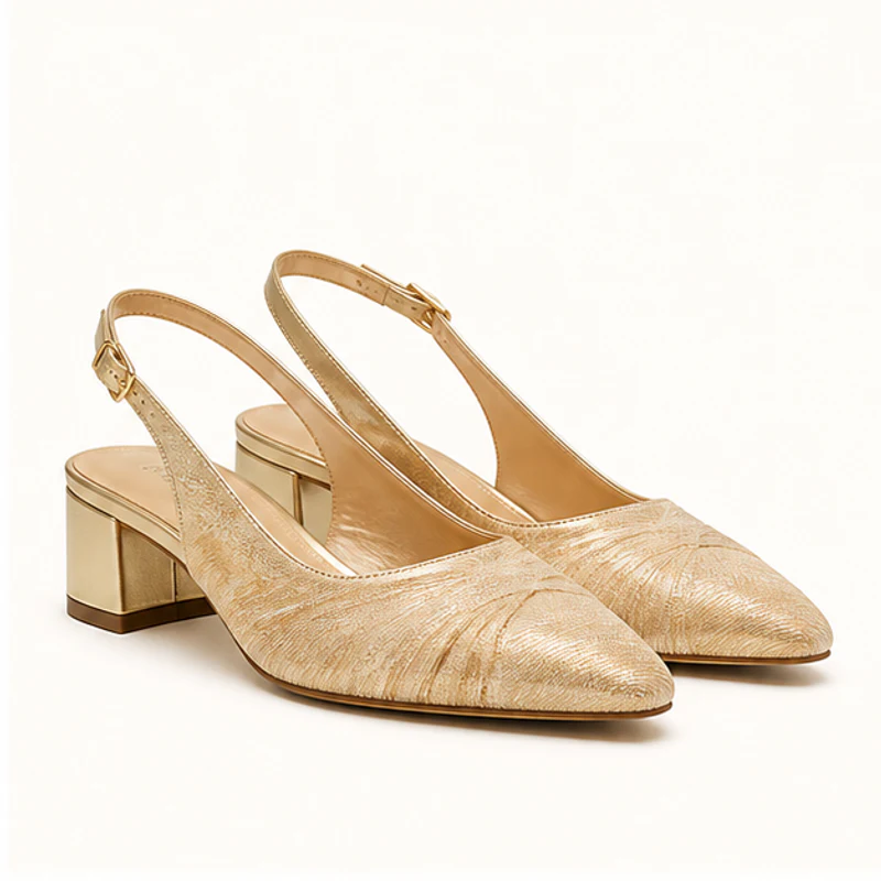 Champagne Gold Slingback Block Heels - formal and occasion shoes in Nairobi