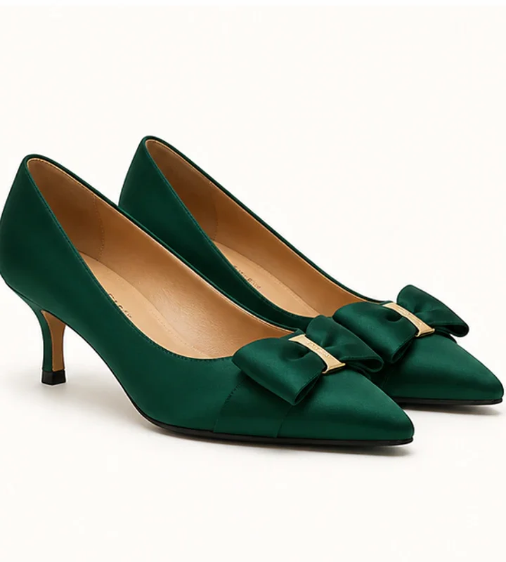 Emerald Bow Kitten-Heel Pumps - formal and occasion shoes in Nairobi