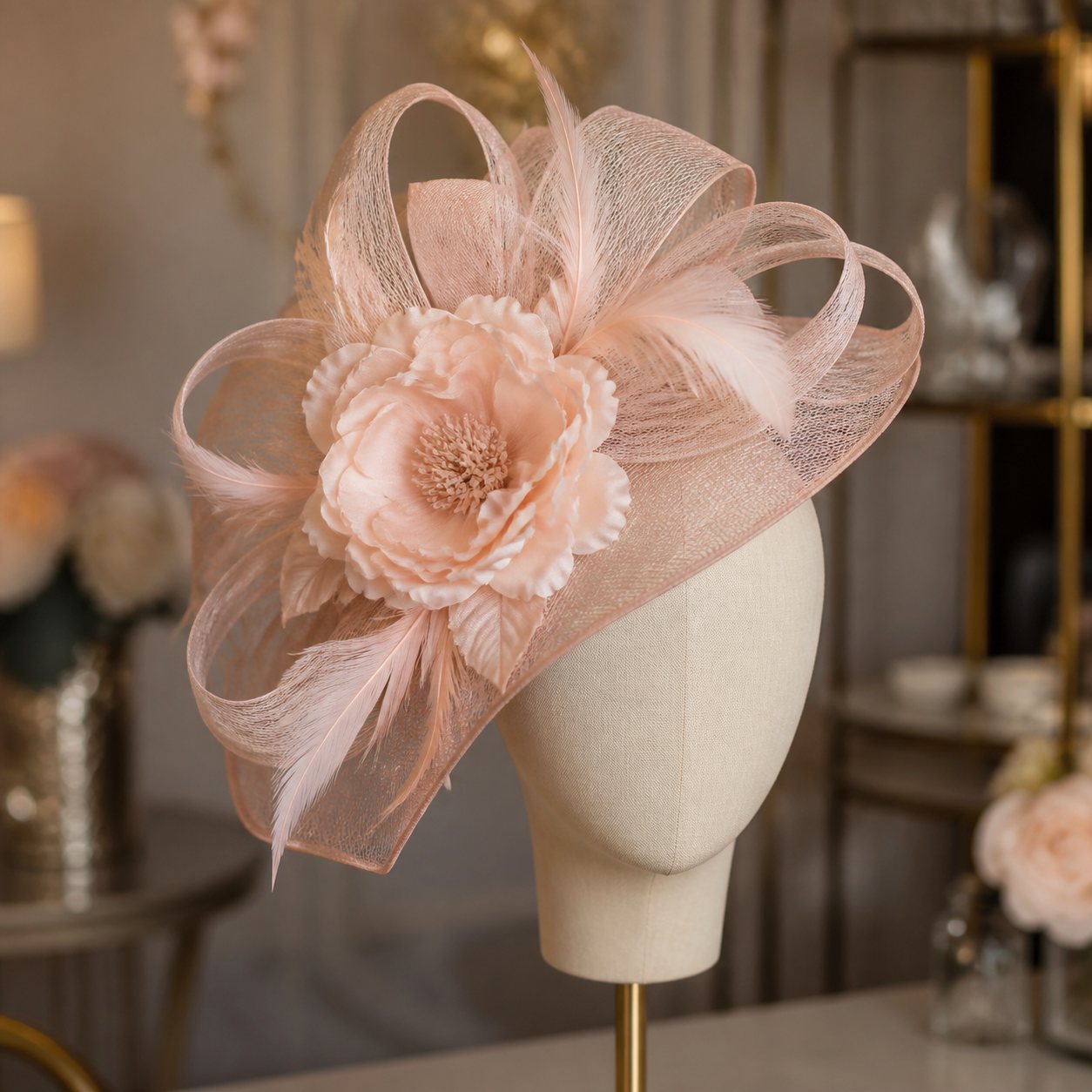 Blush Floral Statement Fascinator - wedding and church fascinators in Nairobi