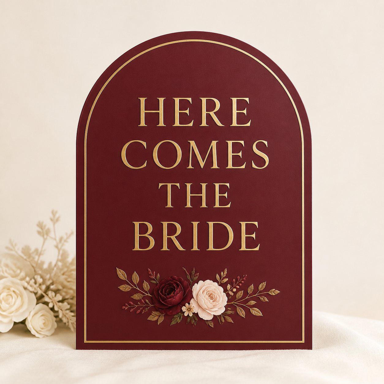 Burgundy Arch Bride Placard - Here Comes the Bride and Groom placards in Nairobi