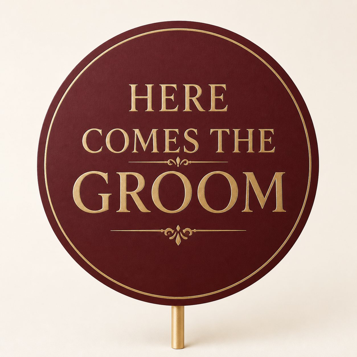 Burgundy Round Groom Placard - Here Comes the Bride and Groom placards in Nairobi