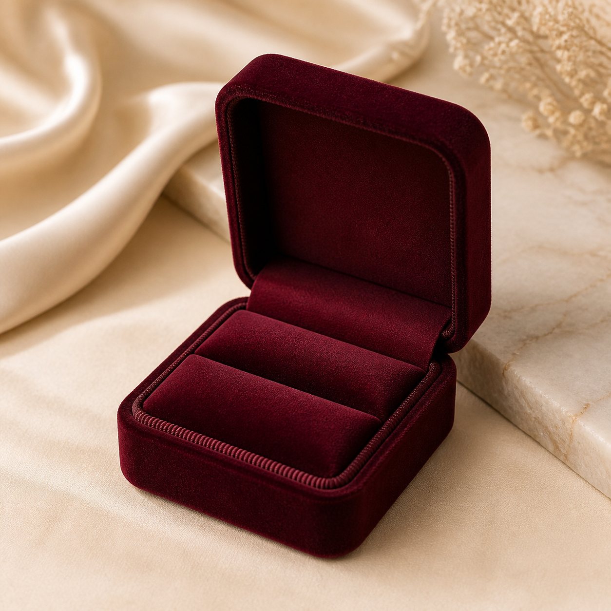 Burgundy Square Double-Ring Box - wedding ring boxes in Nairobi