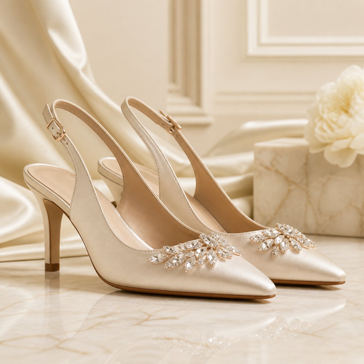 Champagne Crystal Bridal Slingbacks - fashion and occasion accessories in Nairobi