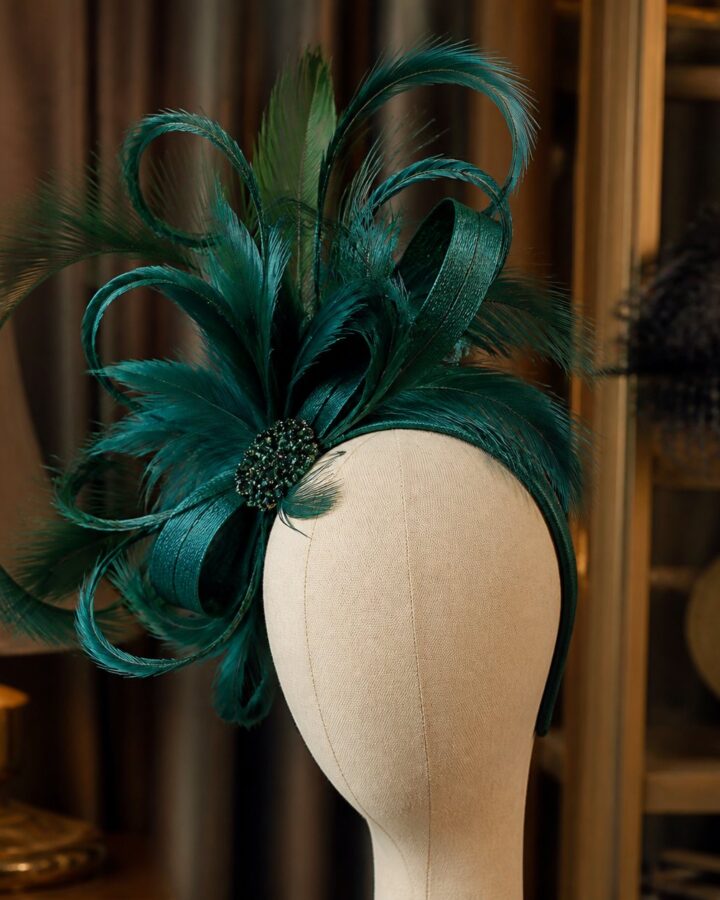Emerald Feather Statement Fascinator - wedding and church fascinators in Nairobi