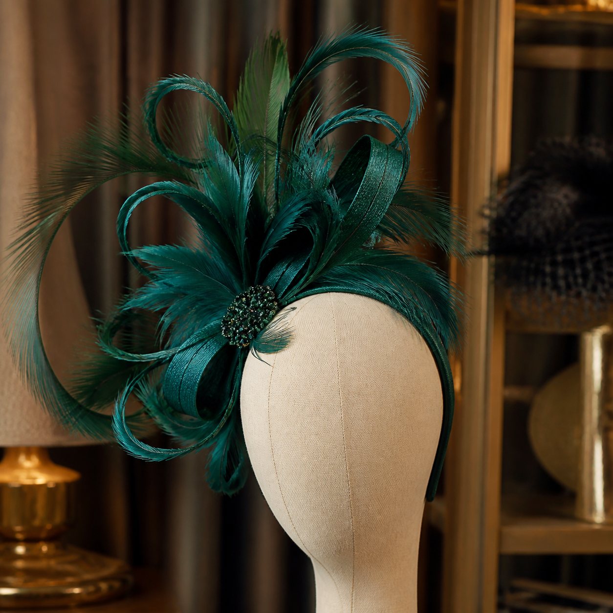 Emerald Feather Statement Fascinator - wedding and church fascinators in Nairobi