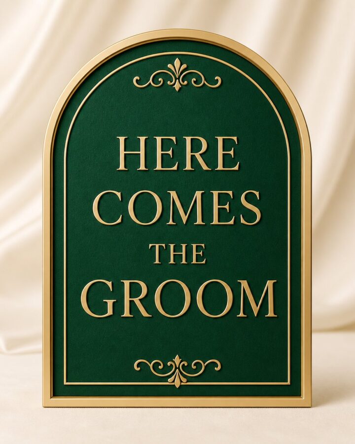 Emerald Gold Groom Placard - Here Comes the Bride and Groom placards in Nairobi