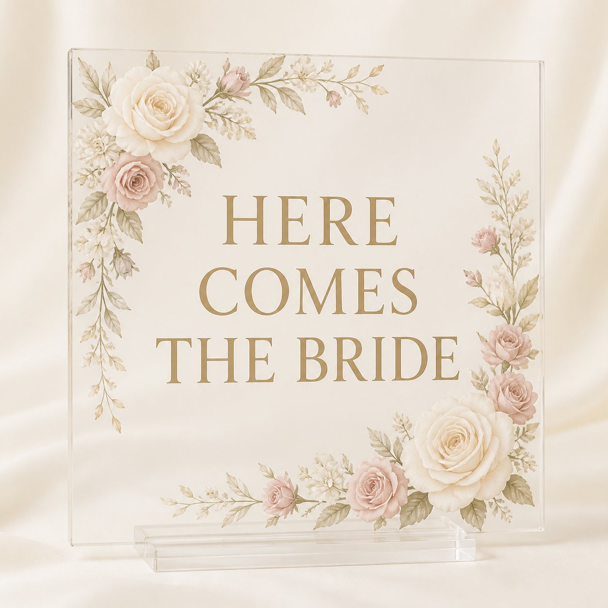 Floral Acrylic Bride Placard - Here Comes the Bride and Groom placards in Nairobi