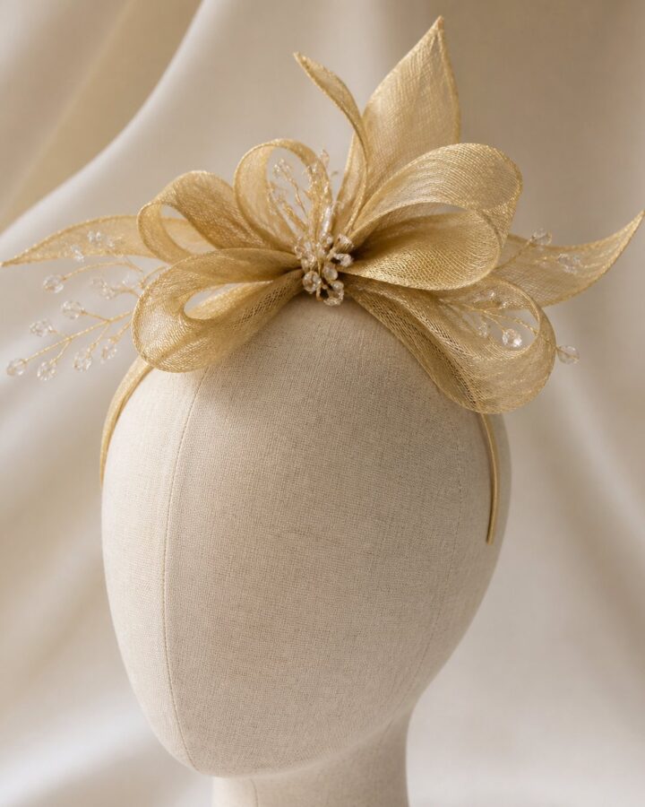 Golden Bow Bridal Fascinator - wedding and church fascinators in Nairobi