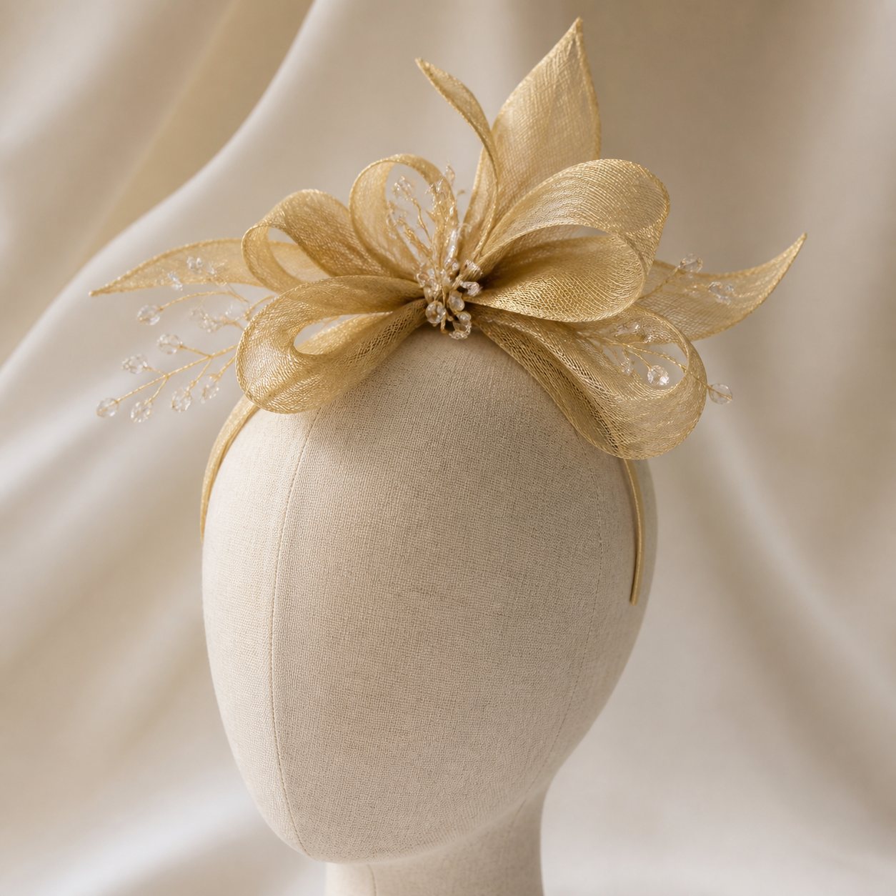 Golden Bow Bridal Fascinator - wedding and church fascinators in Nairobi