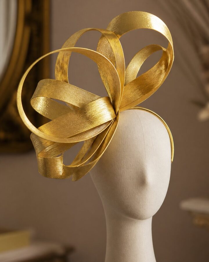 Golden Sculptural Statement Fascinator - wedding and church fascinators in Nairobi