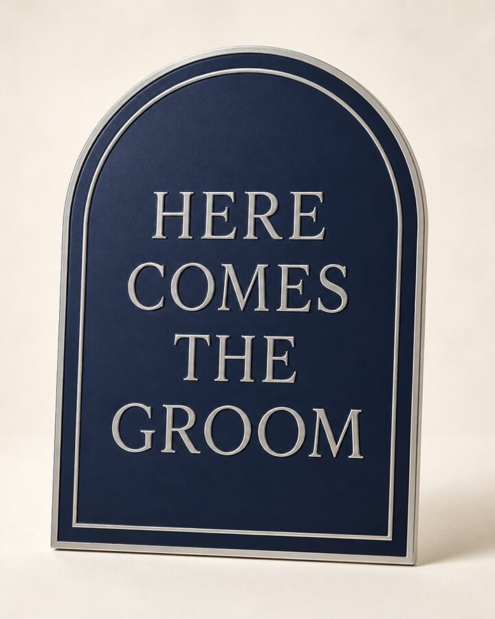 Navy Arch Groom Placard - Here Comes the Bride and Groom placards in Nairobi