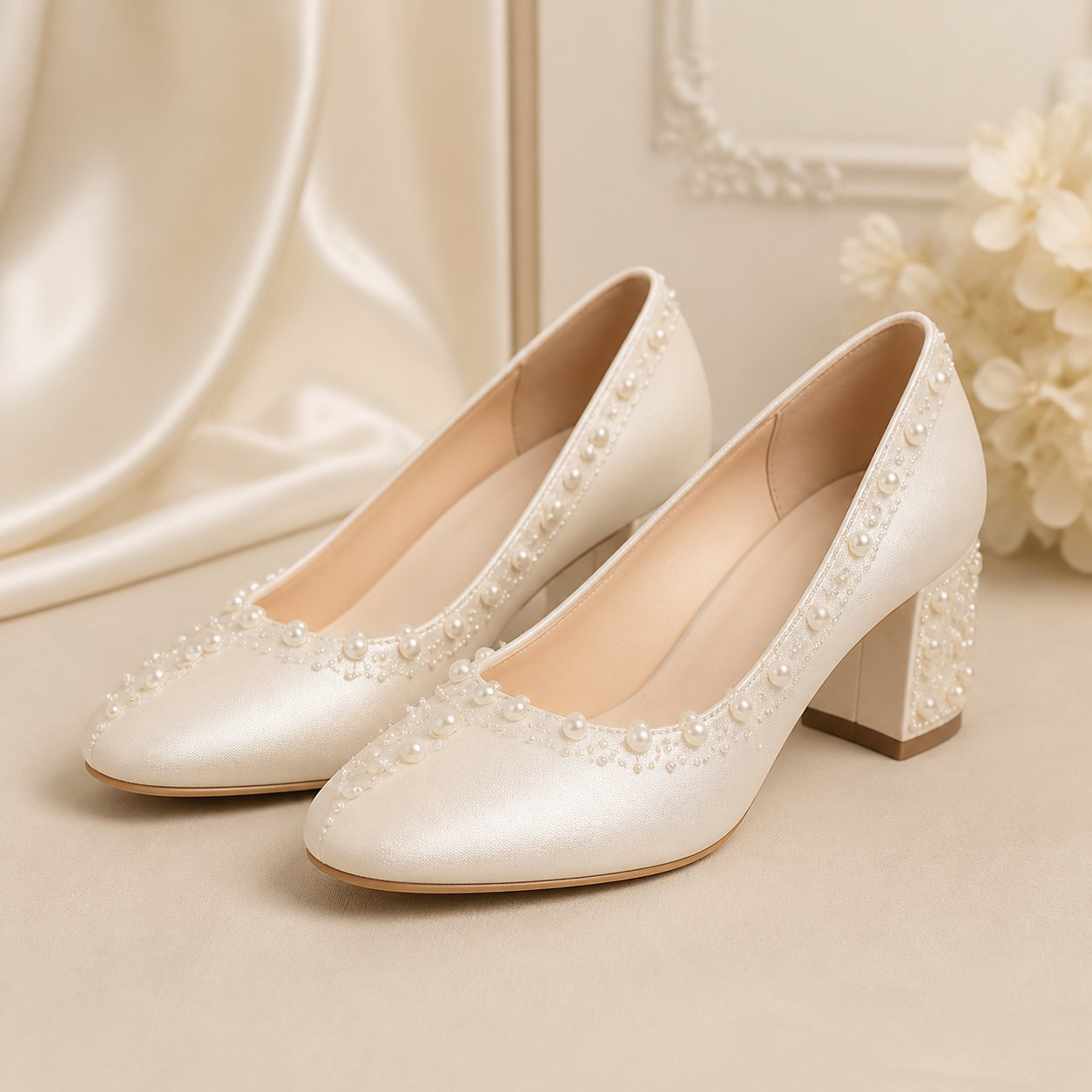 Pearl Ivory Bridal Block Heels - fashion and occasion accessories in Nairobi