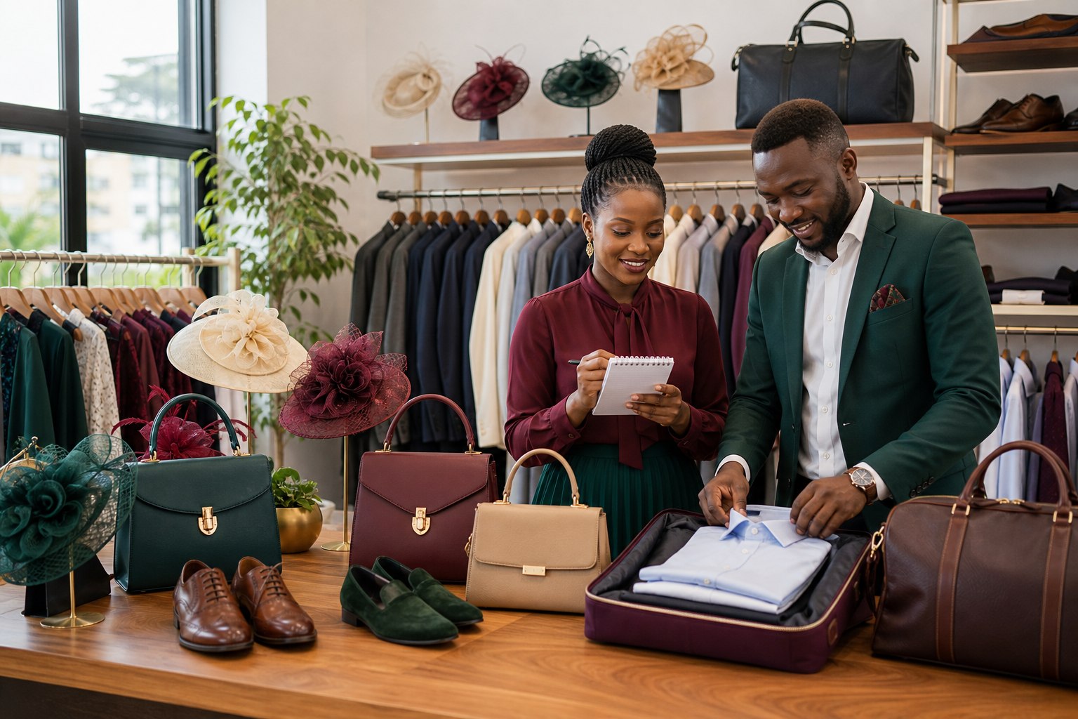 Two fashion resellers selecting wholesale stock at Trina Shoppy