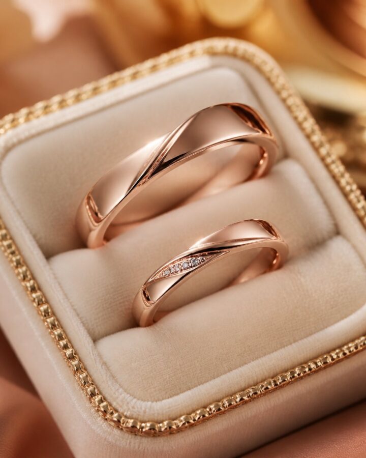 Rose-Gold Twist Wedding Ring Pair - wedding rings in Nairobi