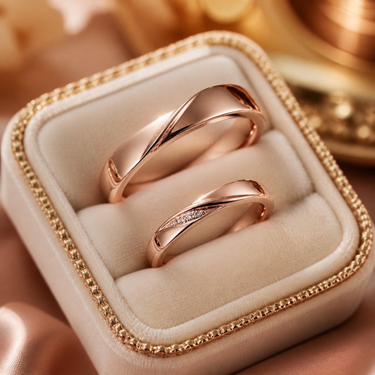 Rose-Gold Twist Wedding Ring Pair - wedding rings in Nairobi