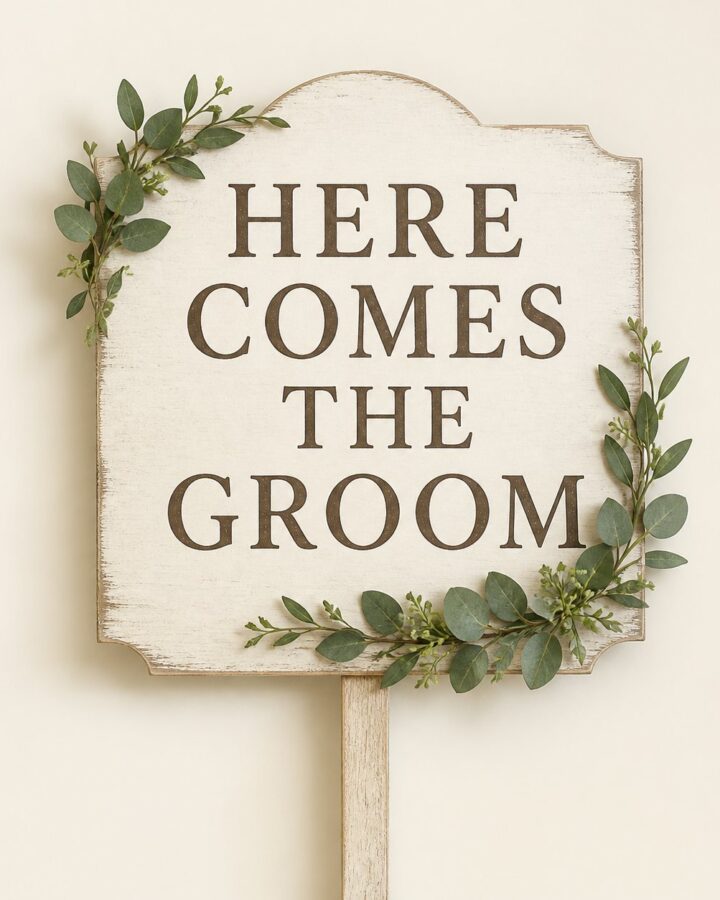 Rustic Ivory Groom Placard - Here Comes the Bride and Groom placards in Nairobi