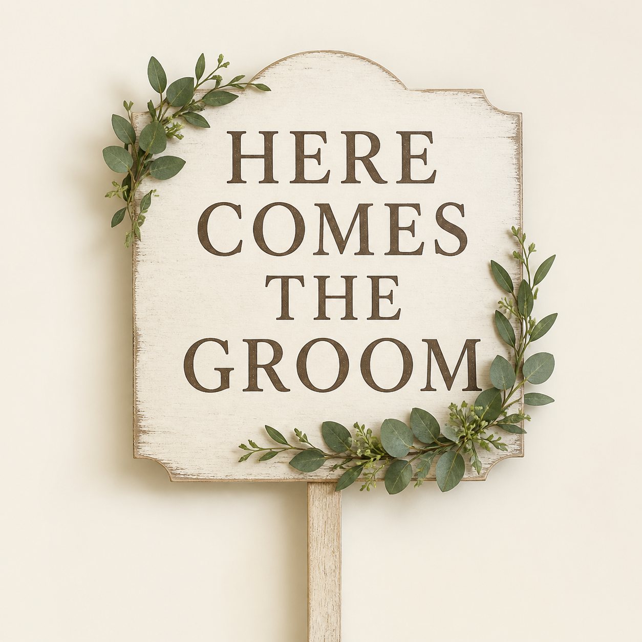 Rustic Ivory Groom Placard - Here Comes the Bride and Groom placards in Nairobi
