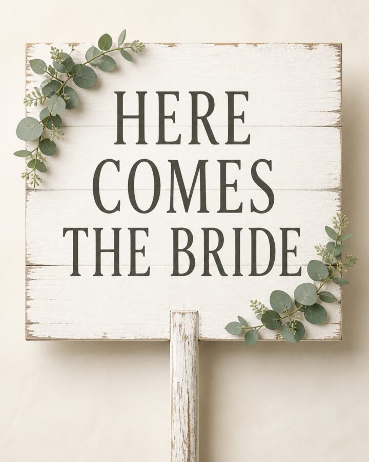 Rustic White Bride Placard - Here Comes the Bride and Groom placards in Nairobi