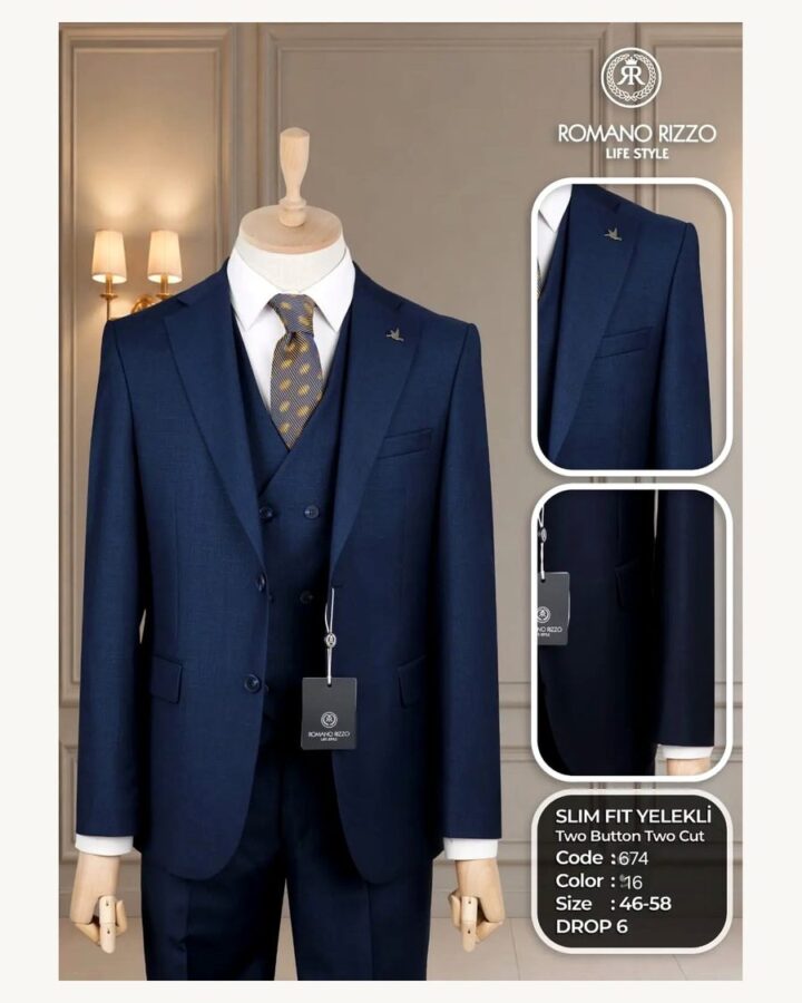 Romano Rizzo Navy Slim Fit 3 Piece Suit - men's suits in Nairobi