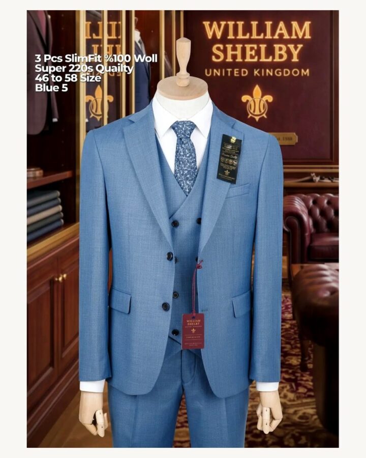 William Shelby Light Blue Slim Fit 3 Piece Suit - men's suits in Nairobi