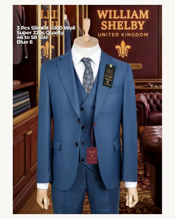 William Shelby Steel Blue Slim Fit 3 Piece Suit - men's suits in Nairobi