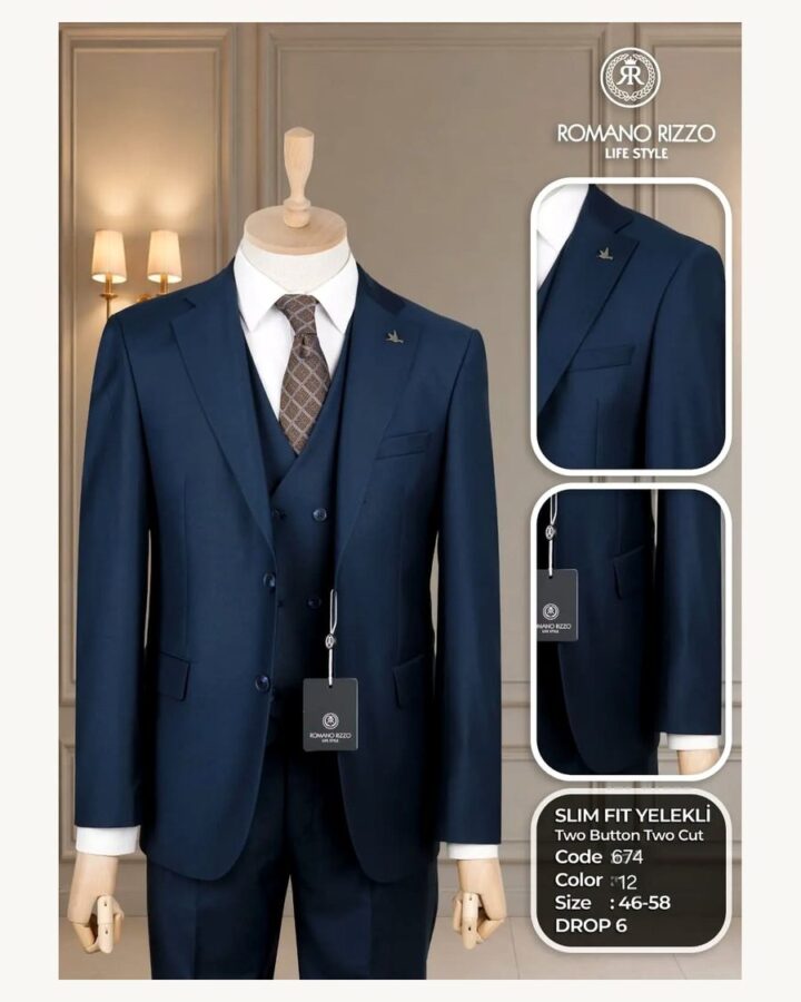 Romano Rizzo Midnight Blue Slim Fit Suit - men's suits in Nairobi