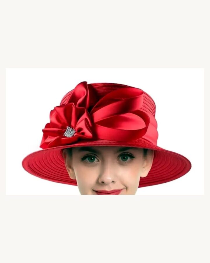 Red Satin Occasion Hat - church and wedding hats in Nairobi