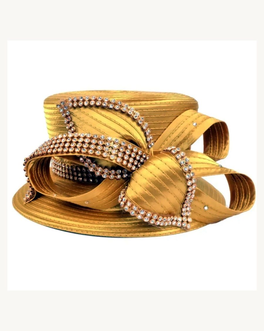 Gold Beaded Bow Occasion Hat - church and wedding hats in Nairobi