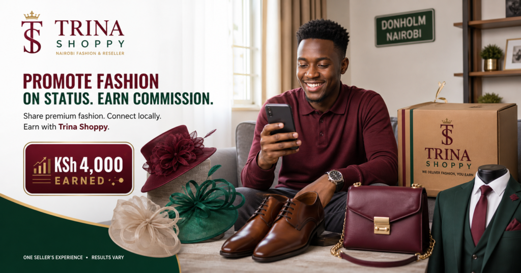 Joel from Donholm earning commission by selling Trina Shoppy products through WhatsApp Status